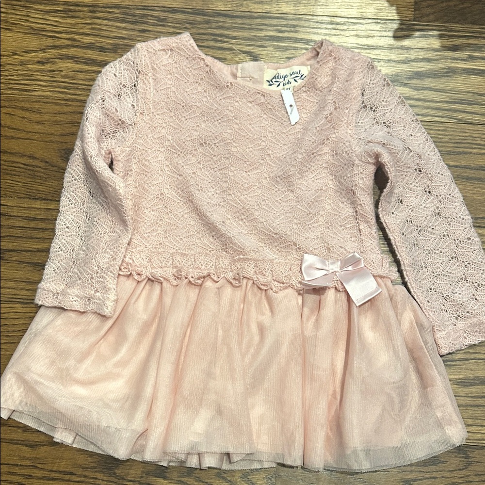 indigo soul Pink Lace & Tulle Dress with Bow